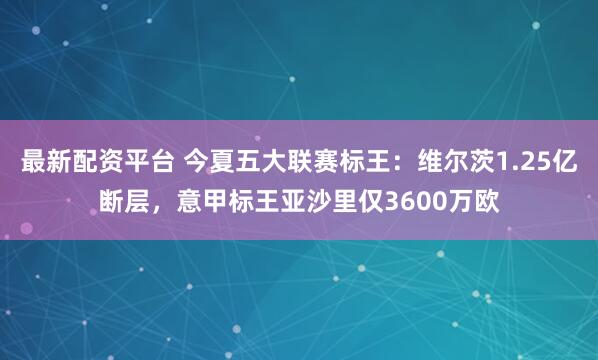 最新配资平台 今夏五大联赛标王：维尔茨1.25亿断层，意甲标王亚沙里仅3600万欧